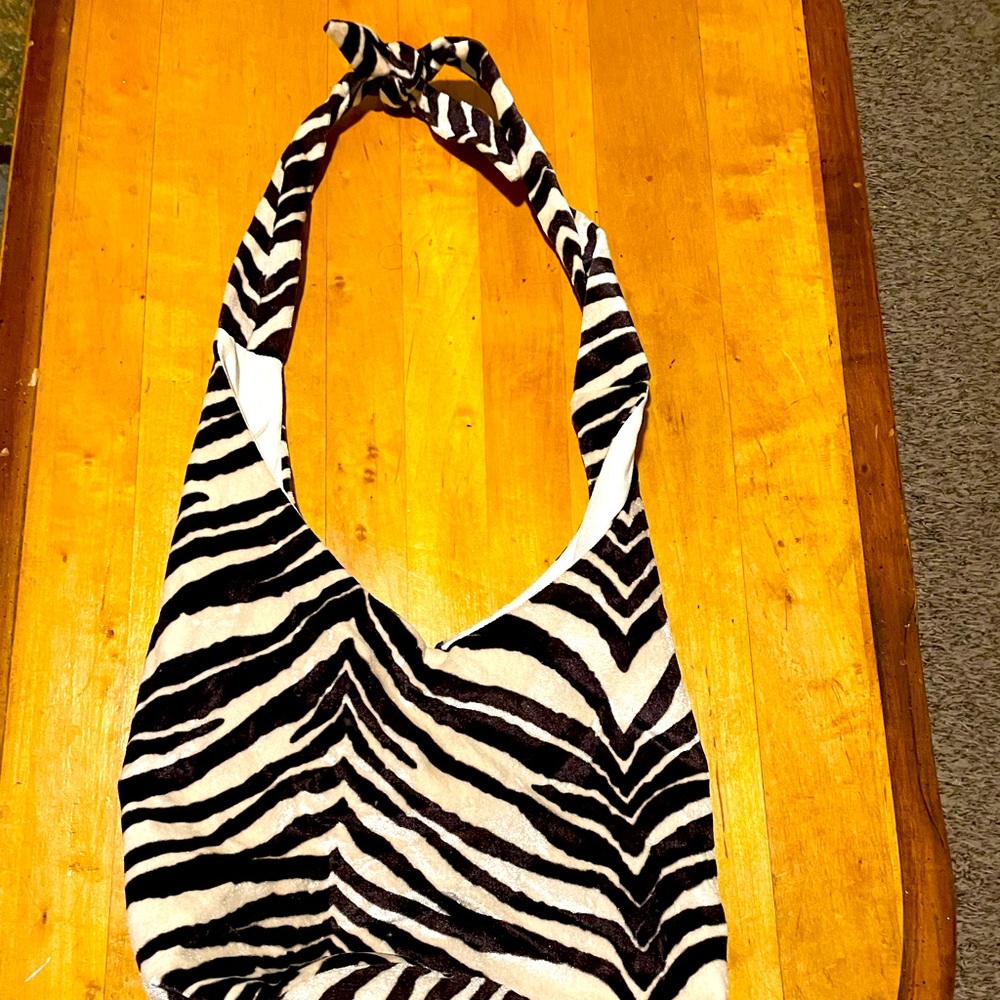 Plush zebra print purse